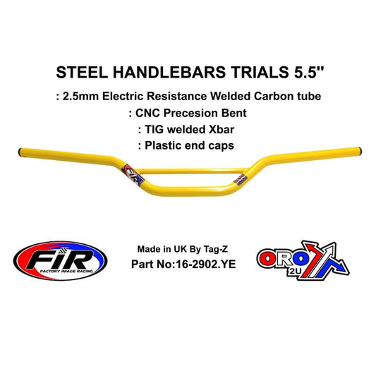 STEEL HANDLEBARS TRIALS 5.5'', / YELLOW 22mm 7/8, REF 48-735 / 735-01