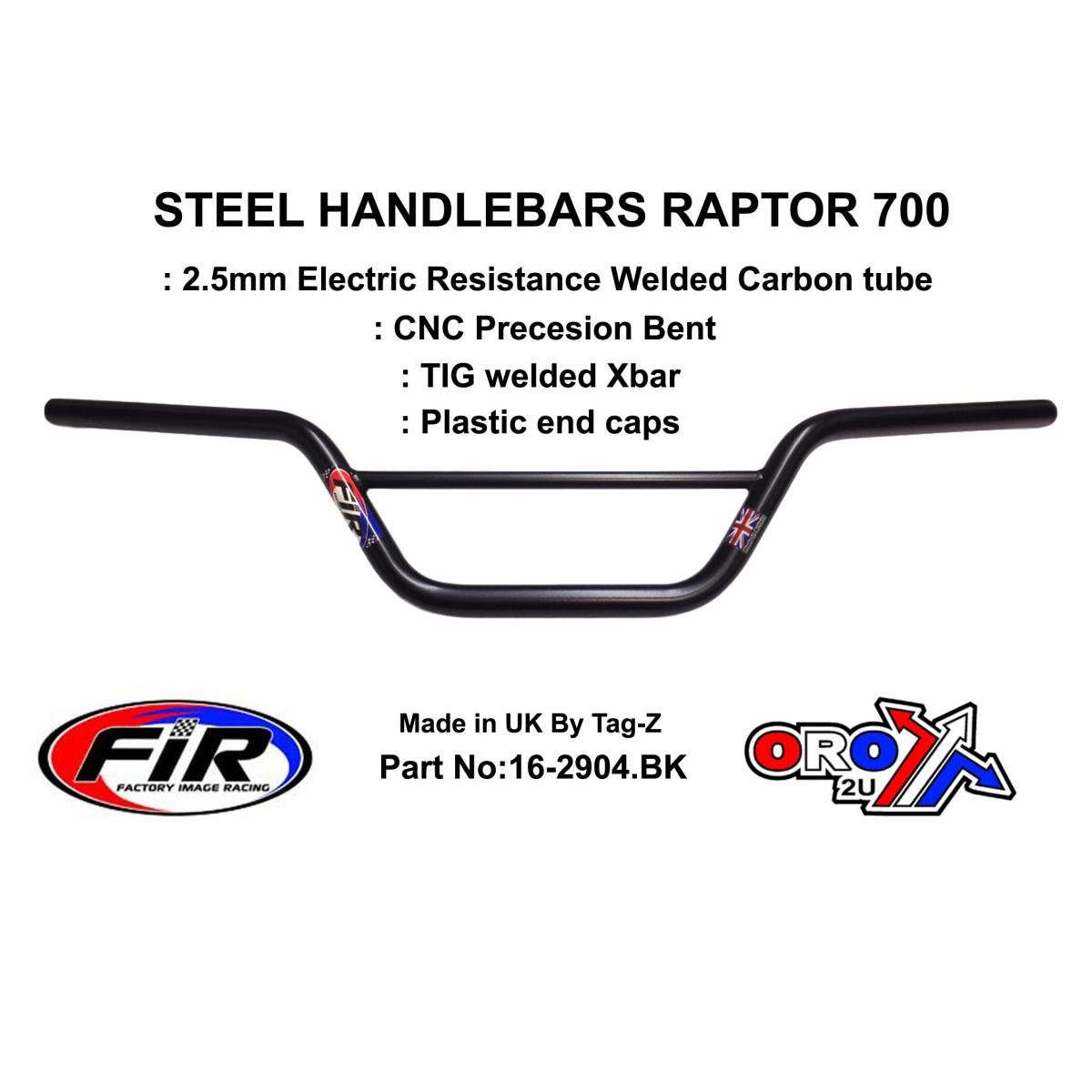 STEEL HANDLEBARS RAPTOR 700, / MAT BLK 22mm 7/8'', REF 48-811 / 811-01