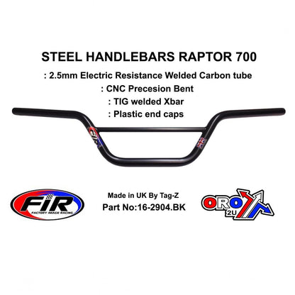 STEEL HANDLEBARS RAPTOR 700, / MAT BLK 22mm 7/8'', REF 48-811 / 811-01