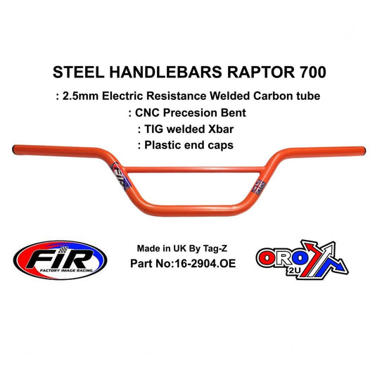 STEEL HANDLEBARS RAPTOR 700, / ORANGE 22mm 7/8'', REF 48-811 / 811-01
