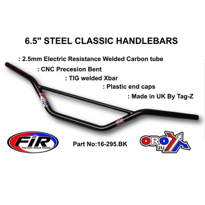 6.5 STEEL CLASSIC HANDLEBARS, / BLACK MATT FINISH, Made in UK TAG-Z