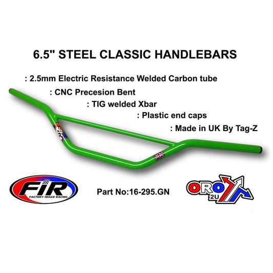 6.5 STEEL CLASSIC HANDLEBARS, / GREEN FULL GLOSS, Made in UK [TAG-Z]