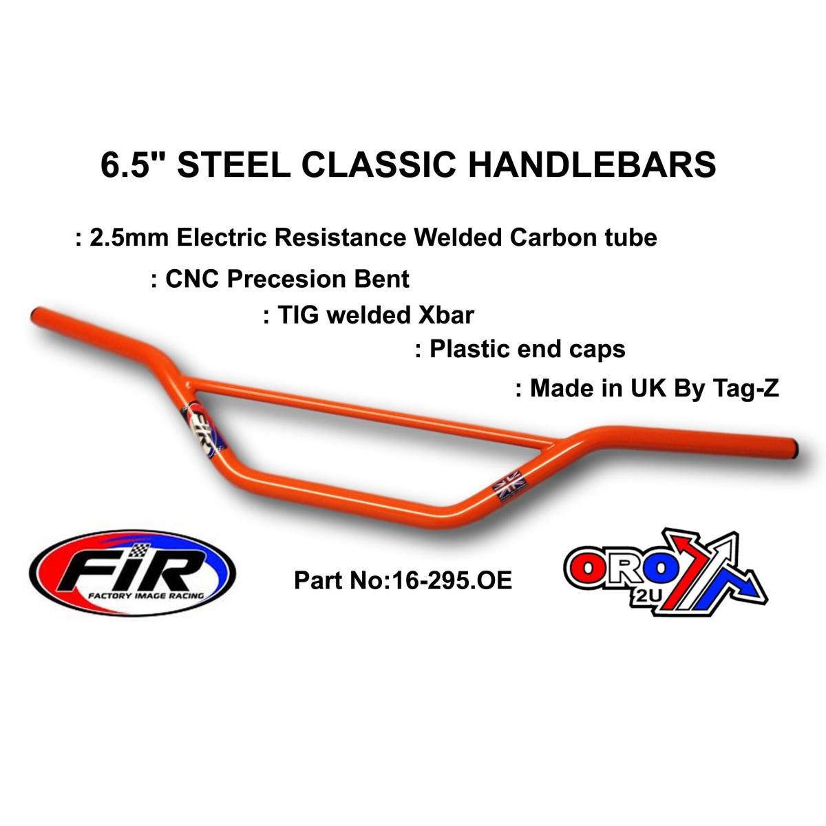 6.5 STEEL CLASSIC HANDLEBARS, / ORANGE FULL GLOSS, Made in UK [TAG-Z]