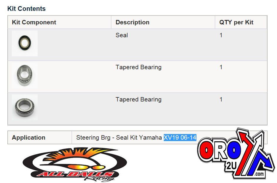 STEERING BEARING KIT ALLBALLS, ALLBALLS 22-1069 YAMAHA