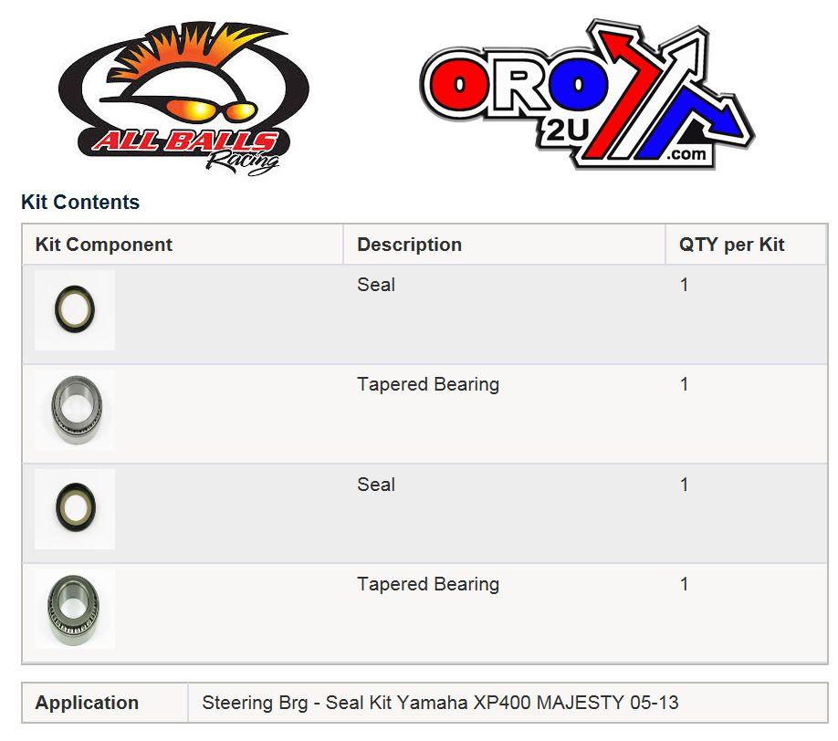 STEERING BEARING KIT ALLBALLS, ALLBALLS 22-1070 YAMAHA XP400