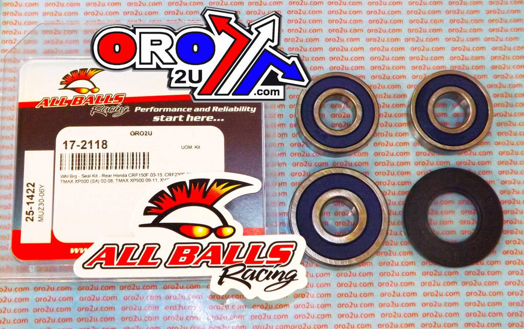 WHEEL BEARING KIT REAR 02-19 HON/YAM CRF/TMAX/XVS, ALLBALLS 25-1422 DIRT/ROAD