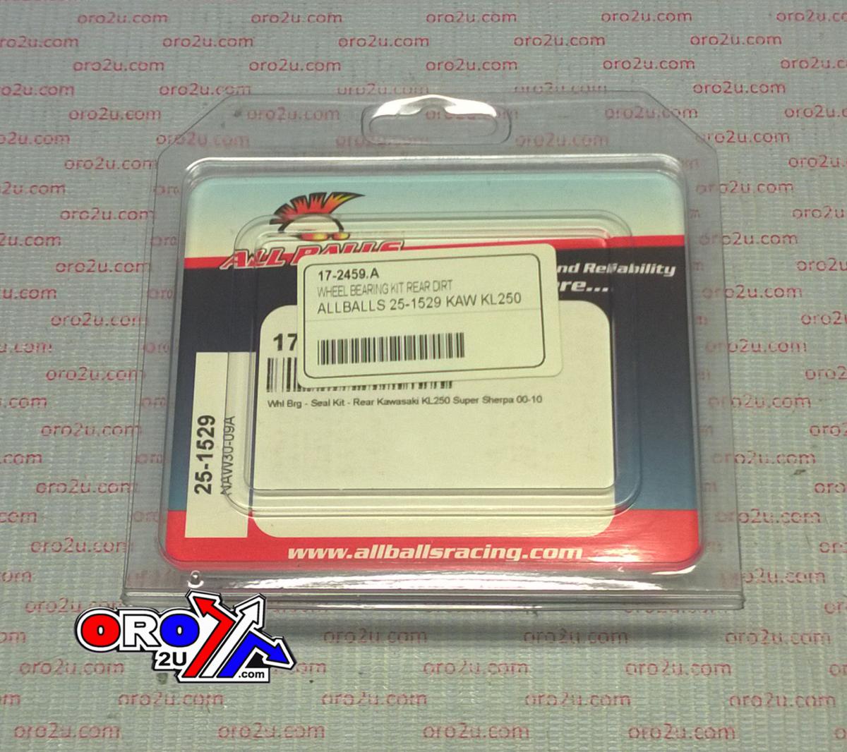 WHEEL BEARING KIT REAR 00-10 KAWASAKI KL250 SUPER SHERPA, ALLBALLS 25-1529 ROAD
