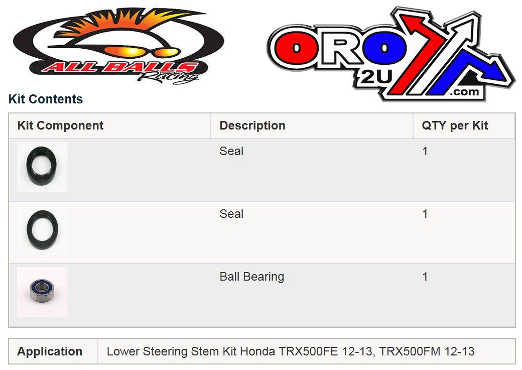 LOWER STEERING BEARING KIT, ALLBALLS 25-1685 TRX500