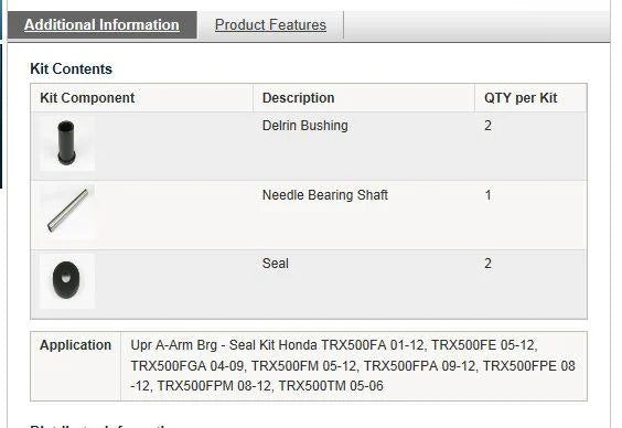 A-ARM KIT Upper Honda TRX500, ALLBALLS 50-1003 HONDA, 17-8703