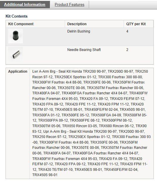 A-ARM KIT Lower Honda TRX, ALLBALLS 50-1038 TRX200-450