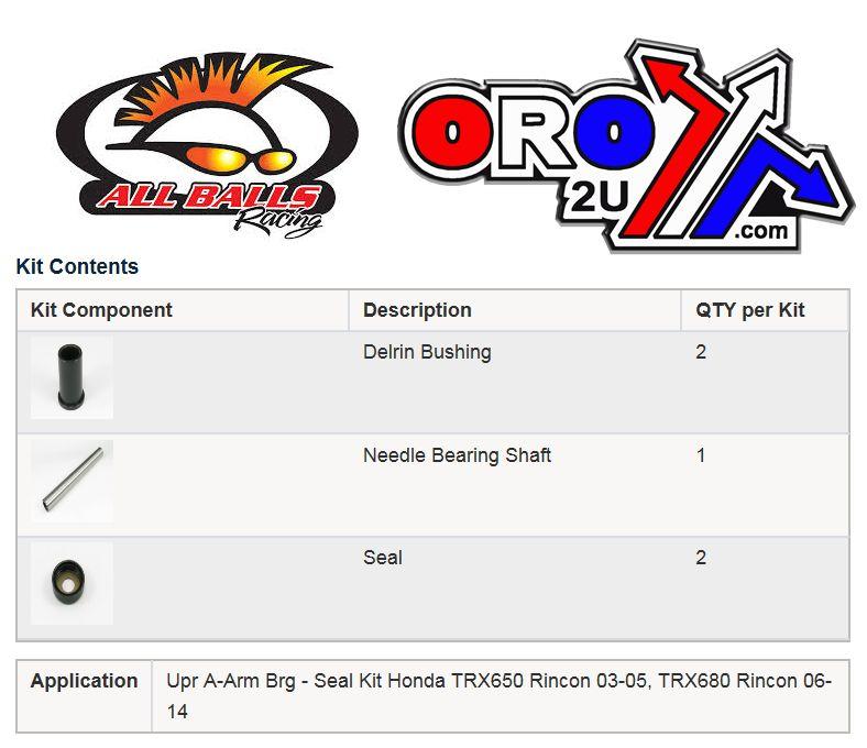 A-ARM KIT UPPER TRX650 TRX680, ALLBALLS 50-1033