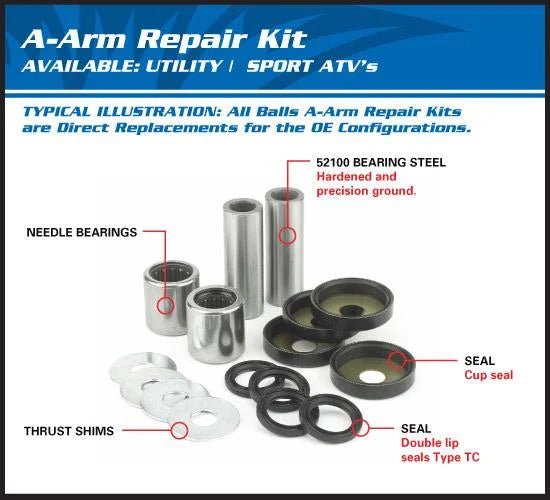A-Arm Brg - Seal KIT YXZ1000R, ALLBALLS 50-1168
