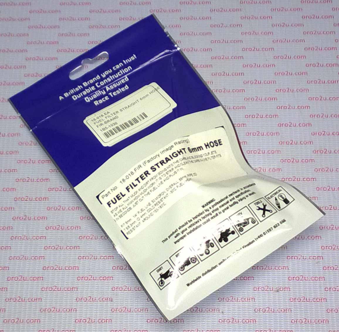 FUEL FILTER STRAIGHT 6mm HOSE, UP-07101, ROAD