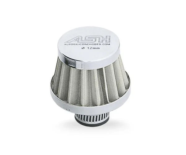 MINI BREATHER FILTER 12MM, CRANKCASE FILTER SILVER