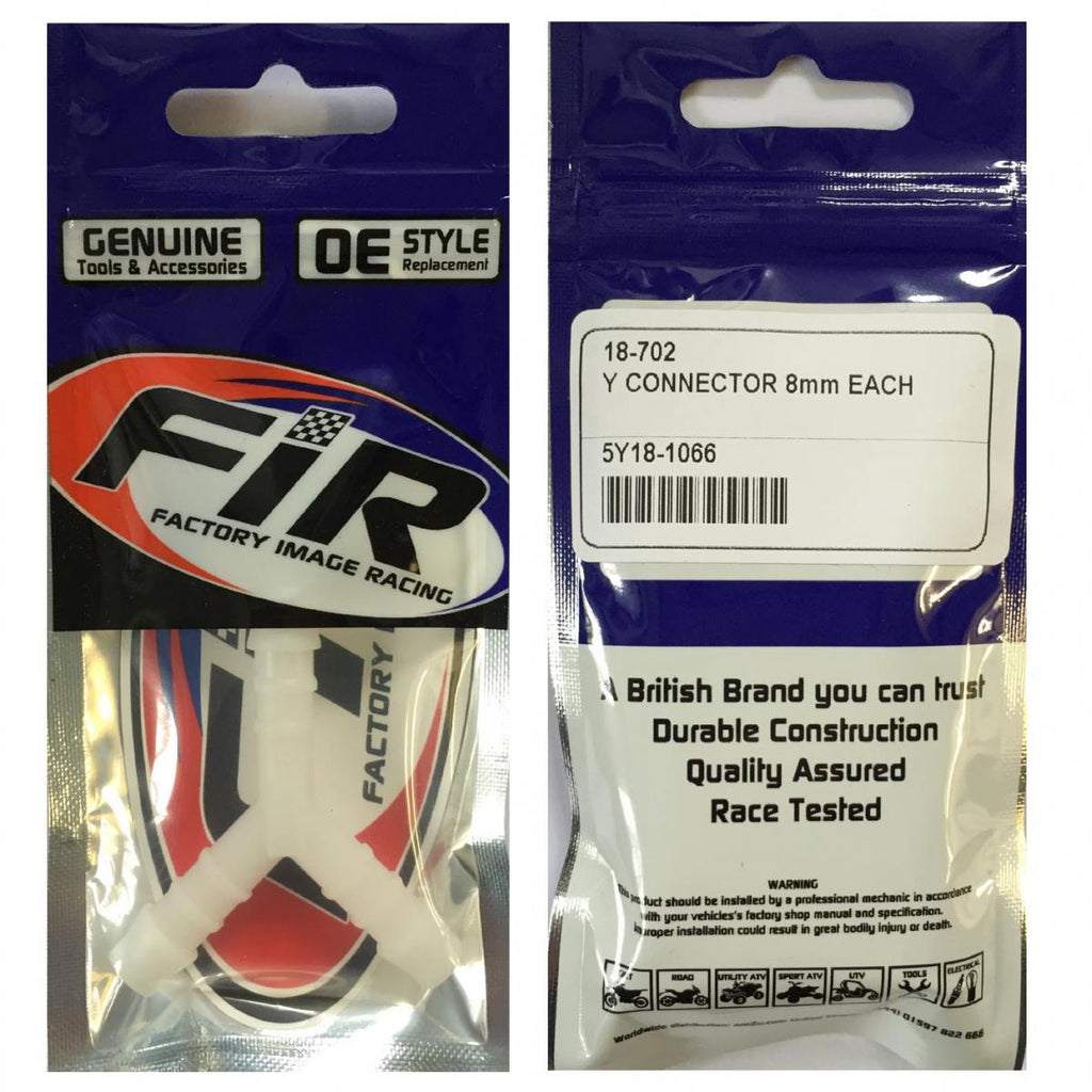 Y HOSE CONNECTOR 8mm PIPE EACH
