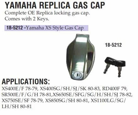 GAS CAPS YAMAHA XS, 18-52120, ROAD, Yamaha XS400E 1978-1979, XS400F 1978-1979, XS400SG 1980-1983, XS400SH 1980-1983, XS400SJ 198