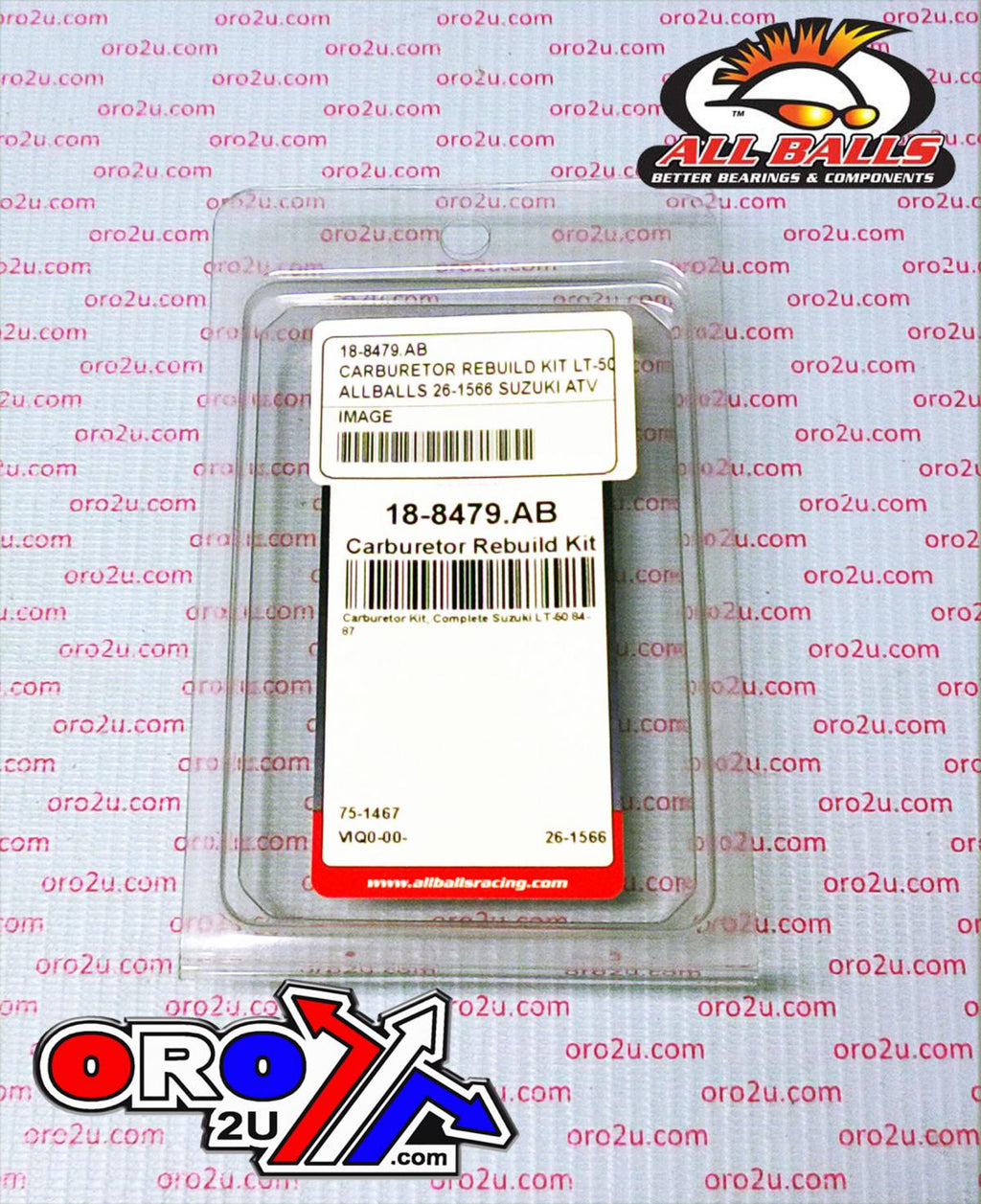 CARBURETOR REBUILD KIT 84-87 SUZ LT-50, ALLBALLS 26-1566 ATV