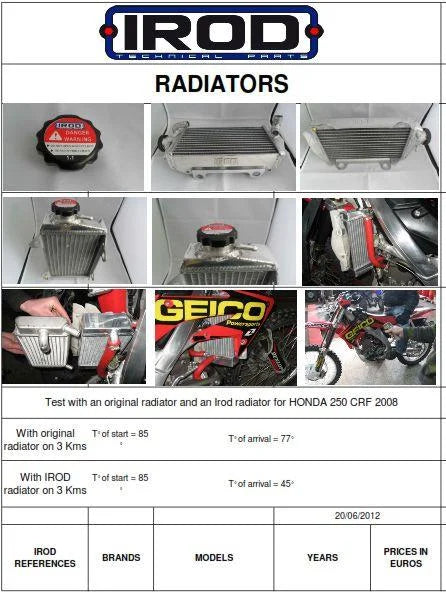 RADIATOR YZF450 07-09 LEFT, 008030 YAMAHA 2S2-1240A-70-00, WRF450 07-09, IROD