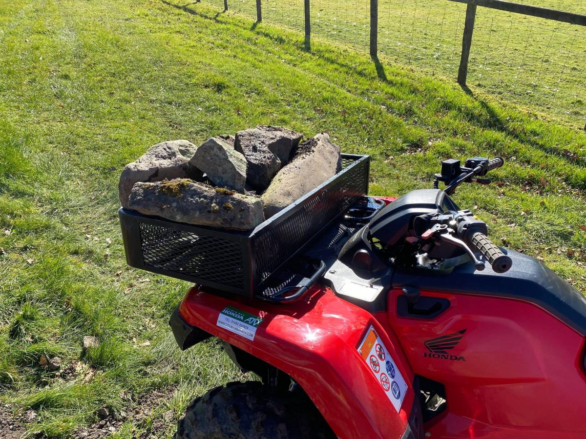 ATV STEEL CARGO RACK / WIRE BASKET, REAR DROP 105x73cm, ((fitting kit not included))
