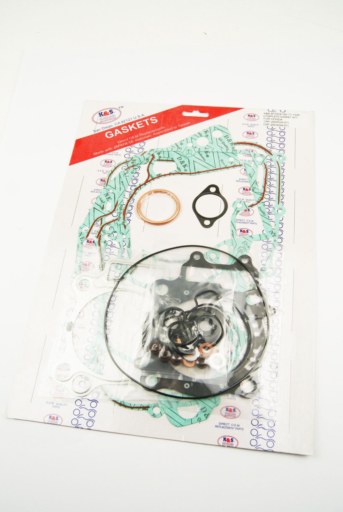 GASKET FULL SET 04-09 CRF250, INC. VALVE STEM SEALS 71-1045