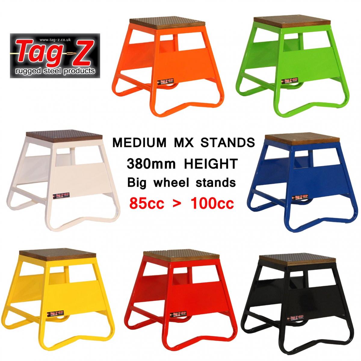 HEAVY DUTY STEEL BOX STAND MX, MEDIUM / 380mm HIGH MX STAND, YELLOW