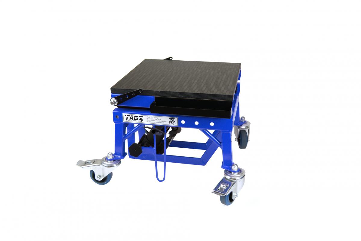 TAGZ WHEEL ABOUT LIFT BLUE BLACK HYDRAULIC SCISSOR STAND MAX LIFT WEIGHT 150KG