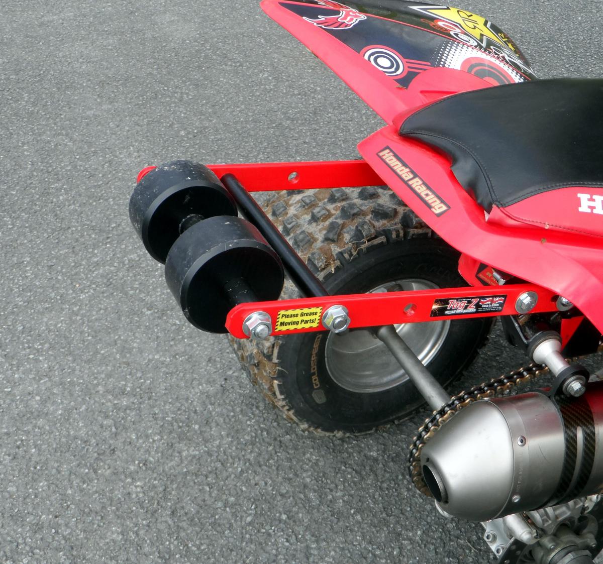 WHEELIE BAR 2 ROLLER TAG-Z GREY, ATV QUAD WHEELIE SAVER / CATCH, 3.4KG Size 34x22x7cm