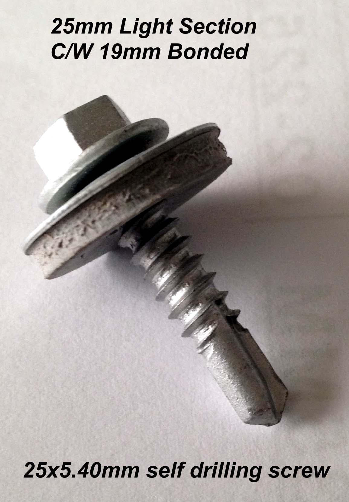 25x5.40mm TEK STITCHING EACH, TEK SCREWS FOR LIGHT SECTION, SELF DRILLING SCREWS