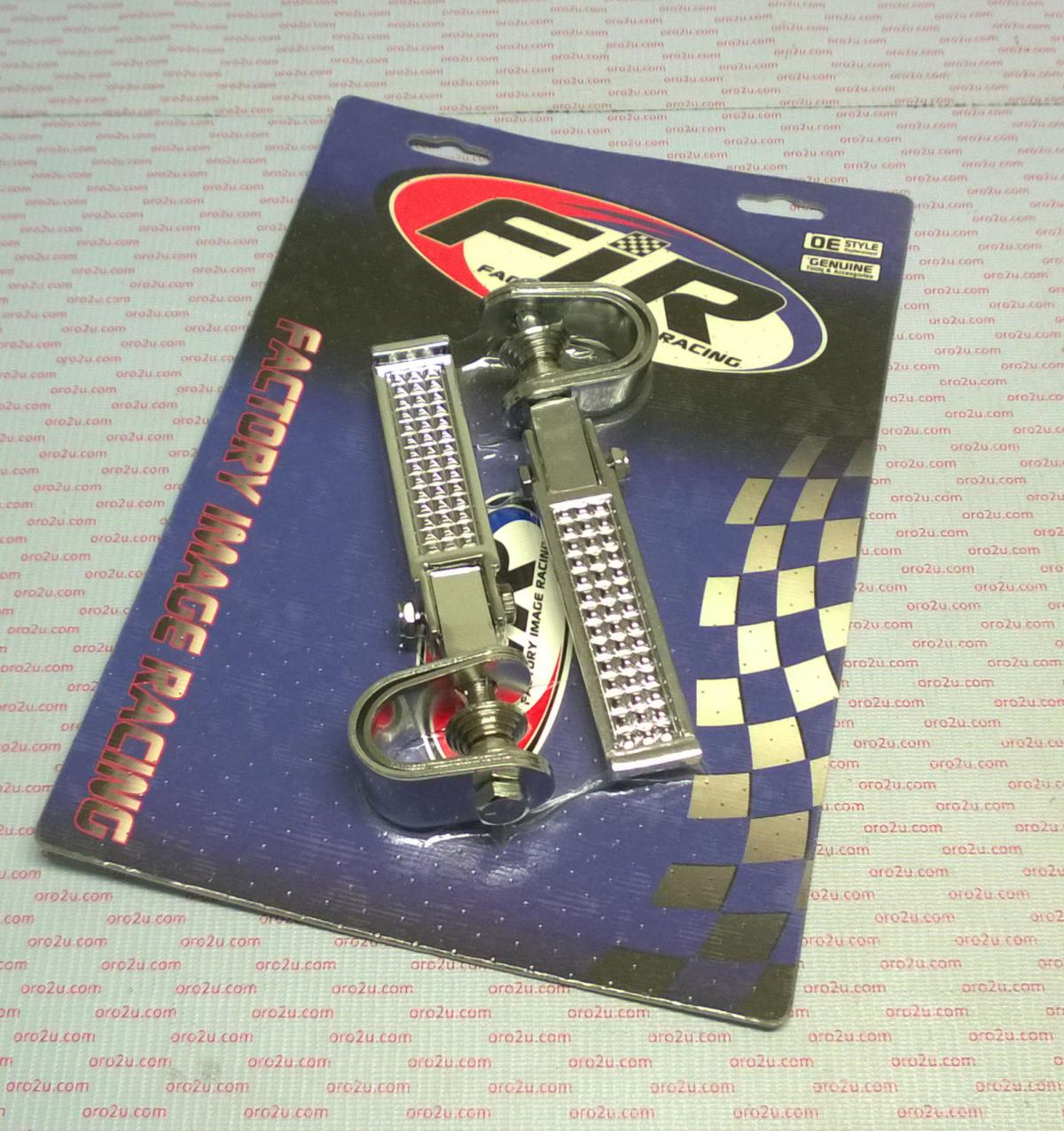 FOOT REST PEG SET UNIVERSAL FOLDING STEEL ALL CHROME FINISH