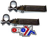 FOOT REST PEG SET UNIVERSAL FOLDING STEEL ALL CHROME FINISH