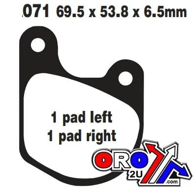 BRAKE PADS STD SEMI-METAL HARLY-DAVIDSON EBC FA071