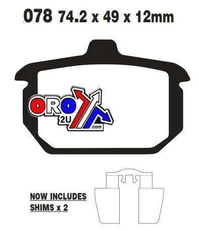 BRAKE PADS STD SEMI-METAL HARLEY DAVIDSON EBC FA078