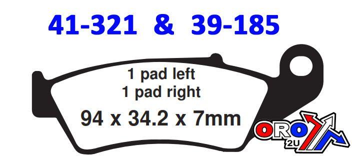 BRAKE PADS SINTERED RACING, MOTO-MASTER 093412, 39-185