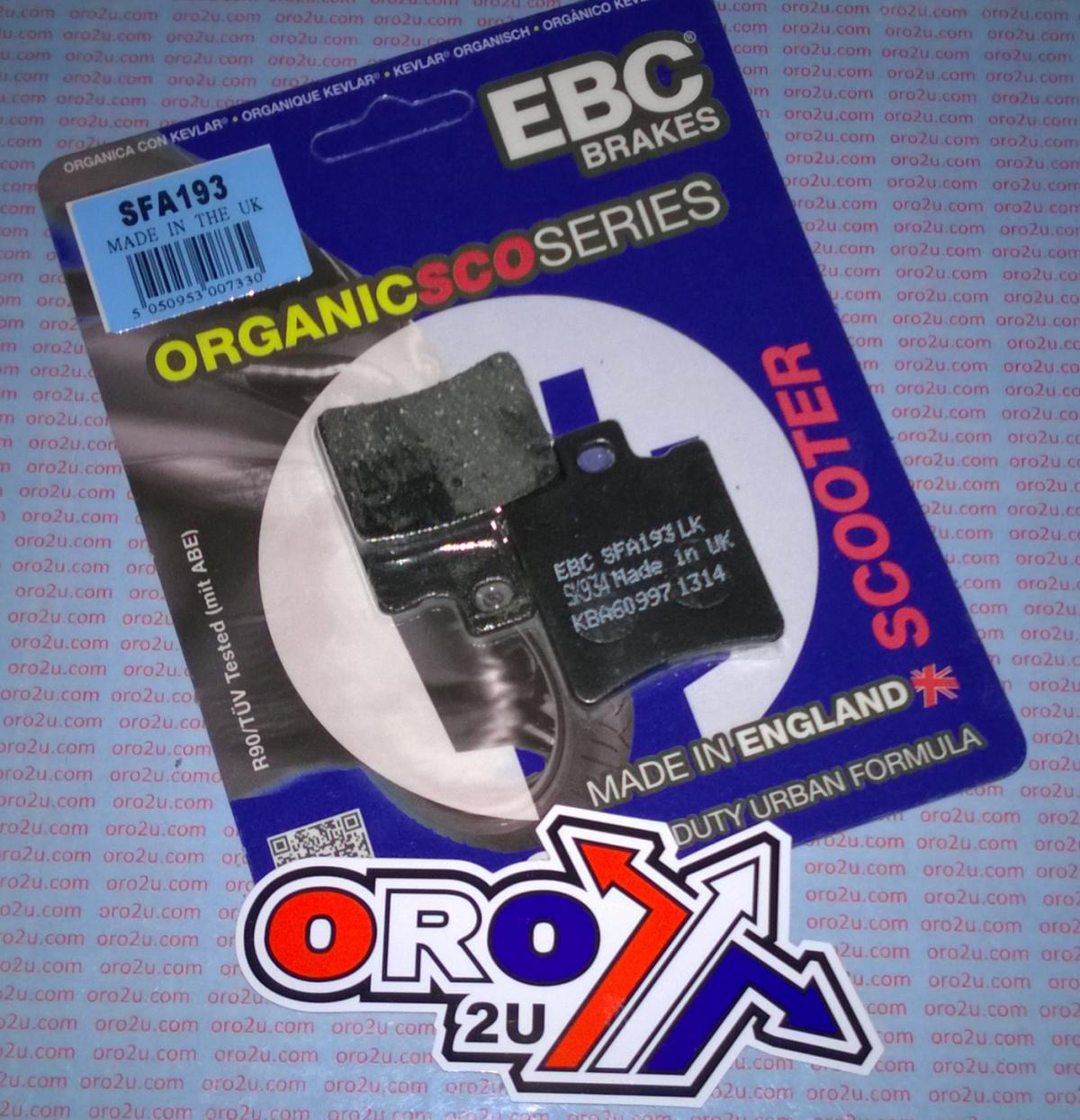 BRAKE PADS STD ORGANIC KEVLAR BACK EBC SFA193