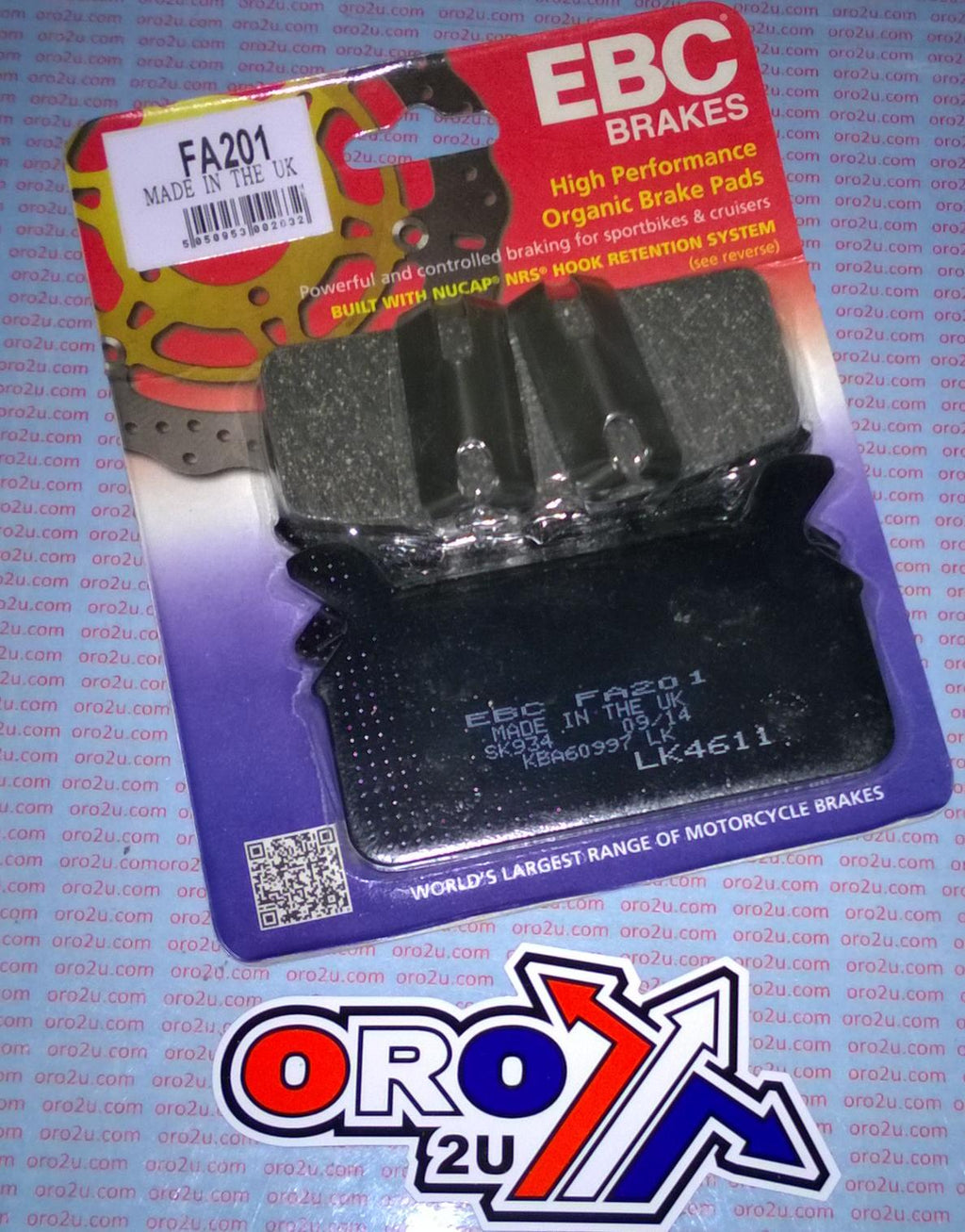 BRAKE PADS STD KEVLAR ORGANIC, EBC FA201 HARLEY DAVIDSON