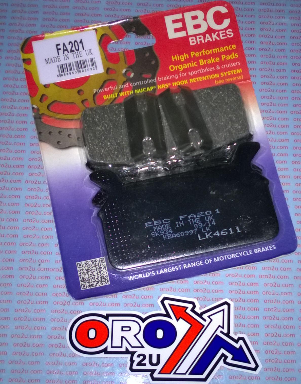 BRAKE PADS STD KEVLAR ORGANIC, EBC FA201 HARLEY DAVIDSON