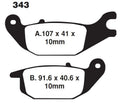 BRAKE PADS STD SEMI-METAL, KYOTO S1167 (EBC FA343) BLACK