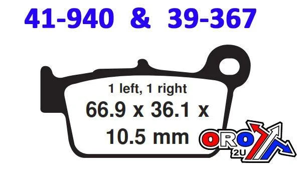 BRAKE PADS SINTERED NITRO RACE, MOTO-MASTER 094522, 39-367, 41-940.H.NITRO