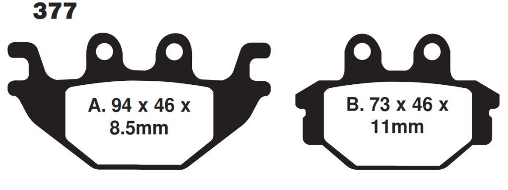 BRAKE PADS STD KEVLAR ORGANIC, FA377 EBC, BLACK SEMI-METAL