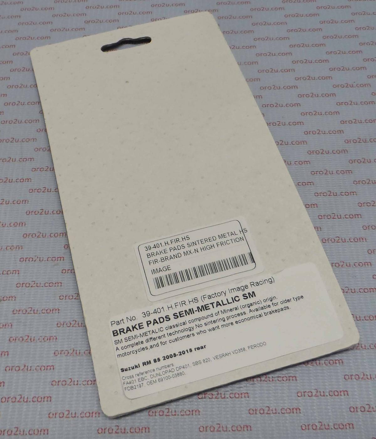 BRAKE PADS SINTERED METAL HS OR-D HIGH FRICTION DB2540