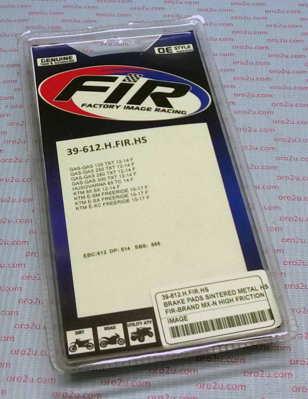 BRAKE PADS SINTERED METAL HS, MX-N HIGH FRICTION, 39-612.H.ORO BP271T05B, DB2206.OR-N