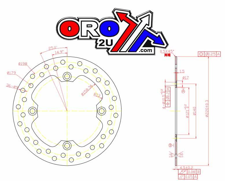 DISC BRAKE REAR HONDA CR125 250 500 MDS030 MDS030 MD6002D