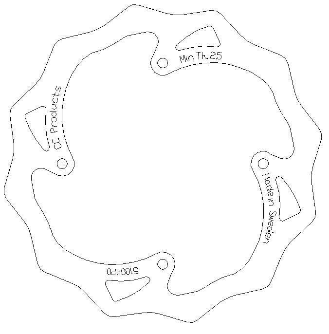 DISC BRAKE REAR KTM85 ROUND CC, CROSS-CENTER PRODUCT 5100-120