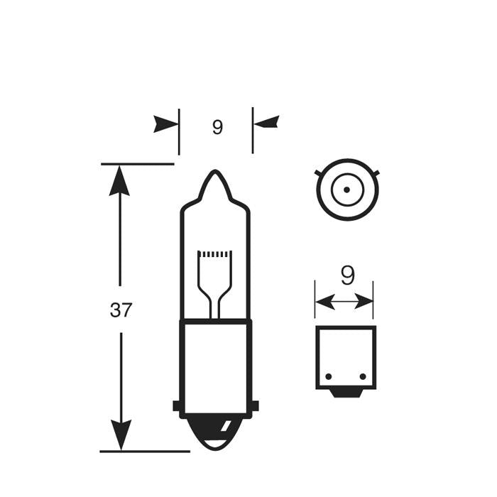 BULB 12V-23W MINI IND.9mm
