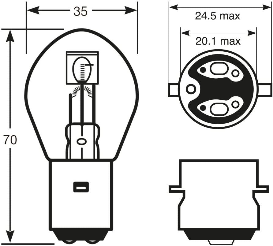 LIGHT BULB 6V 25/25W BA20D 20mm P392