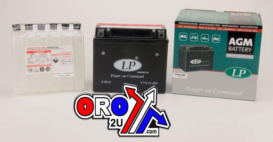 BATTERY LTX12-BS MA.FREE AGM, LANDPORT 51012 12V 10AH. YTX12-BS, MA LTX12-BS