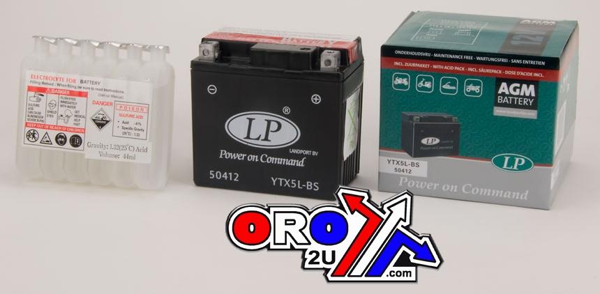 BATTERY LTX5L-BS MAIN. FREE, LANDPORT 50412 + ACID PACK, MB YTX5L-BS AGM, MA LTX5L-BS