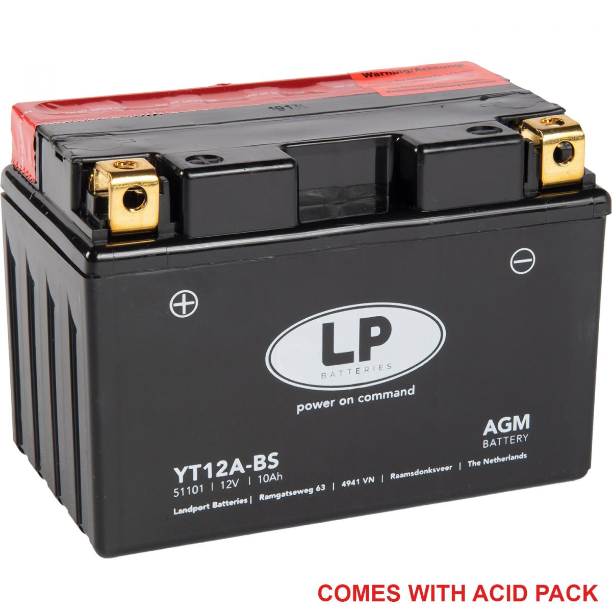 BATTERY LT12A-BS MA.FREE LP, LANDPORT 12V 11Ah. 51101, YT12A-4 AGM, MA LT12A-BS