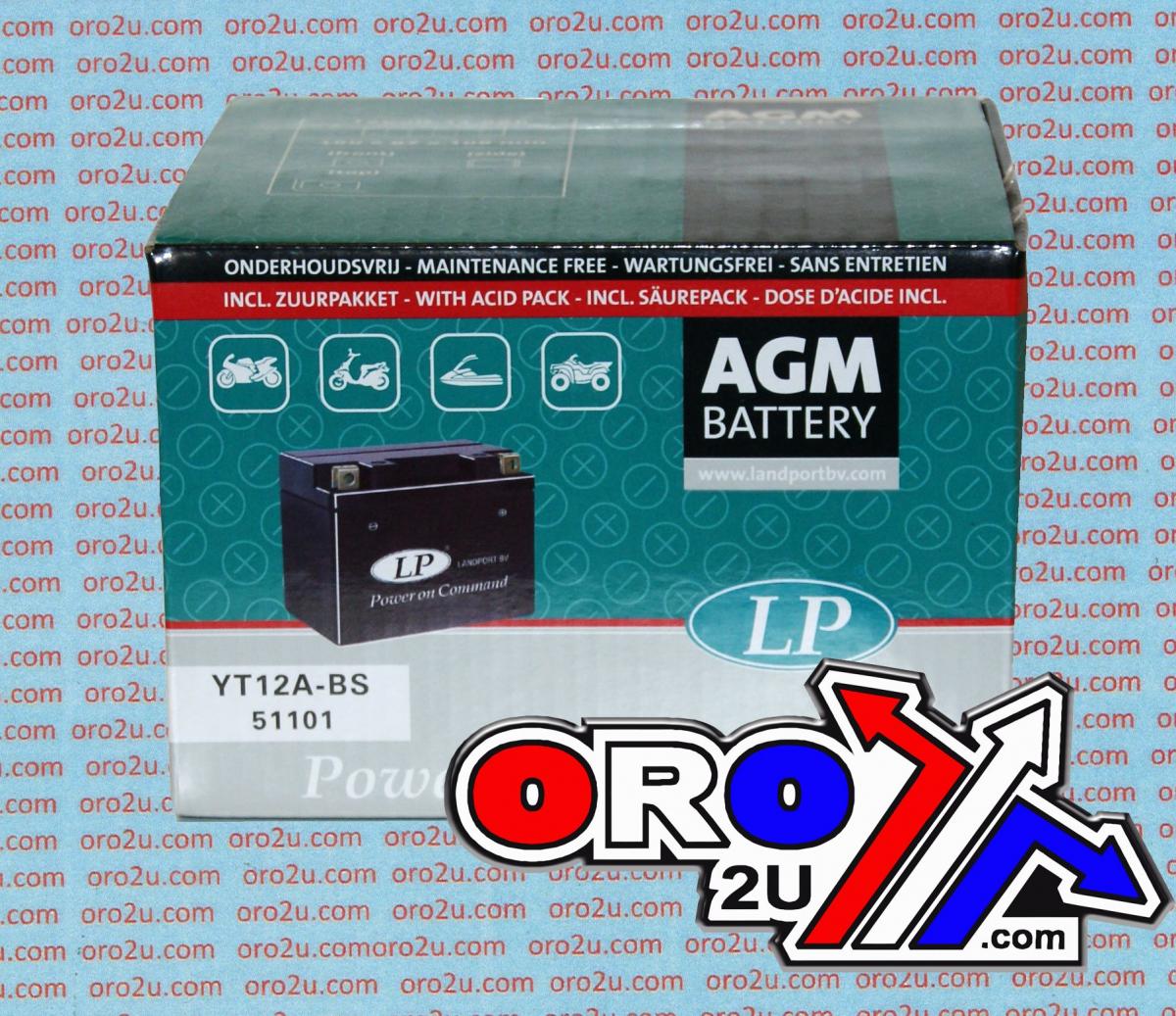 BATTERY LT12A-BS MA.FREE LP, LANDPORT 12V 11Ah. 51101, YT12A-4 AGM, MA LT12A-BS