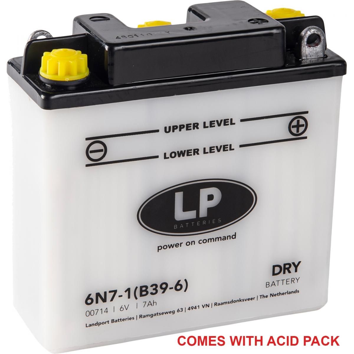 BATTERY 6N7-1, B39-6 6V 7Ah., LANDPORT 00714 DRY, ROAD, MC MA 6N7-1 (B39-6)